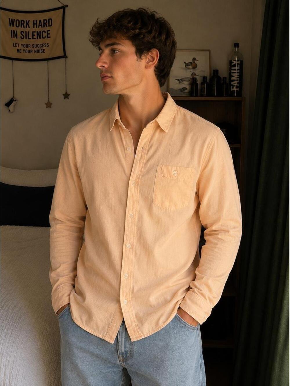 Weatherproof Men's Tan and Orange Shirt - Picture 1 of 4